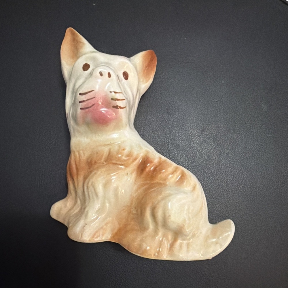 Vintage 1940s Shawnee Terrier Dog Beige Ceramic Pottery Planter! NICE! 6" LOOK